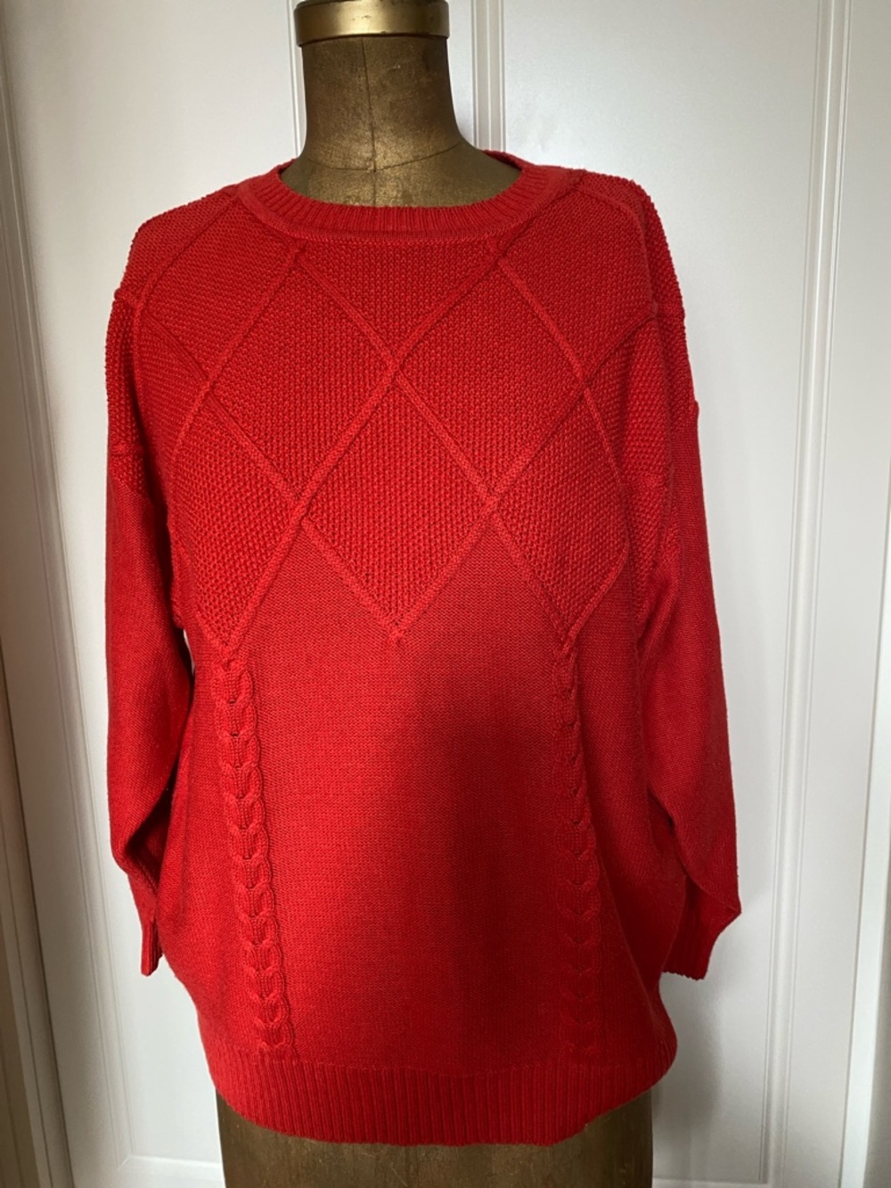 Vintage Mondi Red Diamond-Panel Crewneck Sweater.